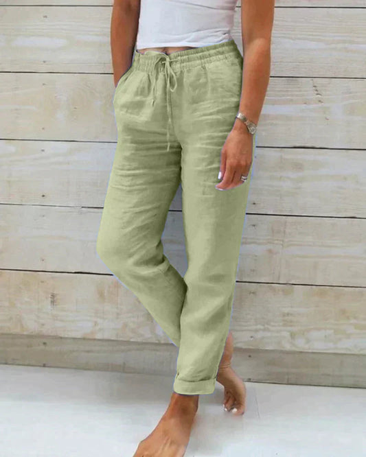 Atmungsaktive Damen Leinenhose – lockerer Schnitt, leicht, für Sommeraktivitäten 0