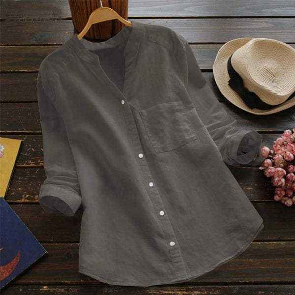 Atmungsaktive Damenbluse – lockere Passform, Leinen-Baumwolle, für den Alltag 6