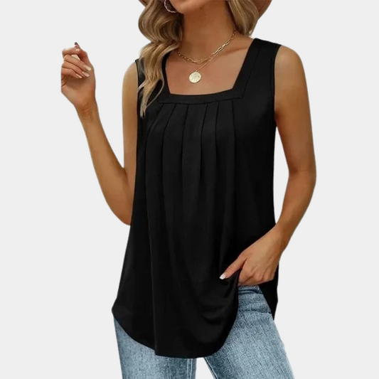 Atmungsaktive Damenbluse – mouwlos, gerafftes Design, aus Baumwolle und Polyester, für Büro und Freizeit 0