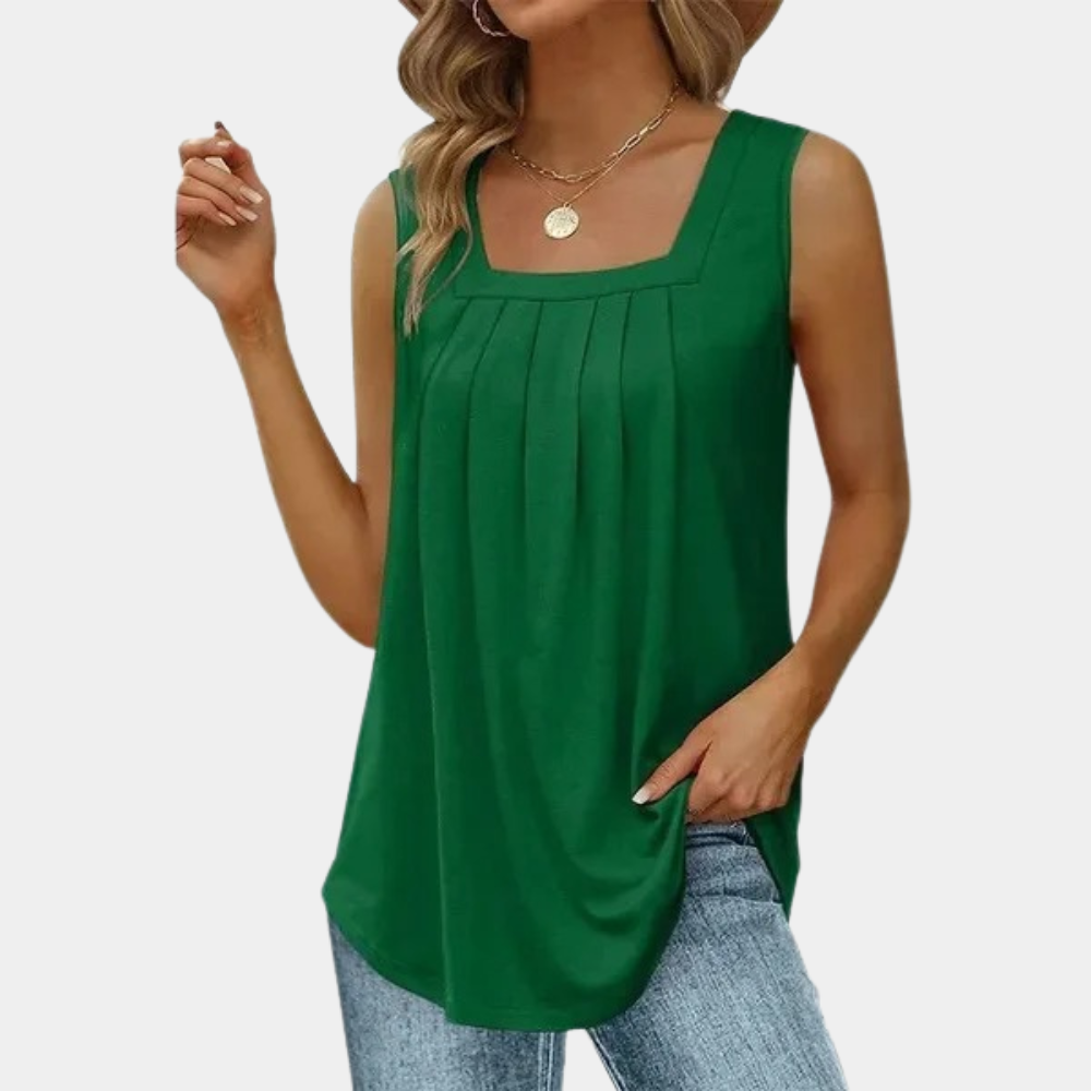 Atmungsaktive Damenbluse – mouwlos, gerafftes Design, aus Baumwolle und Polyester, für Büro und Freizeit 2