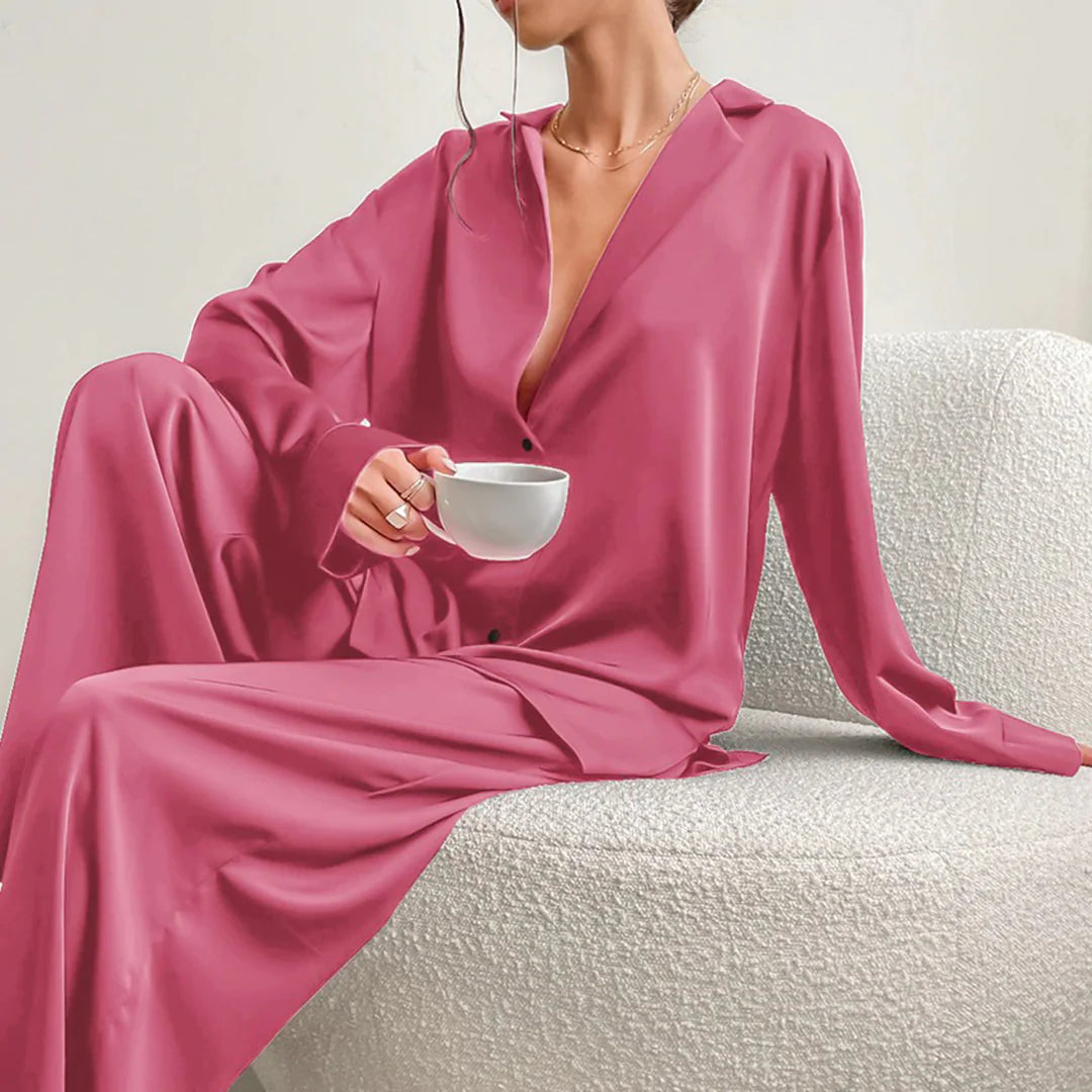 Atmungsaktiver Damen Pyjama – seidiges Set, hypoallergen, für entspannte Nächte 6