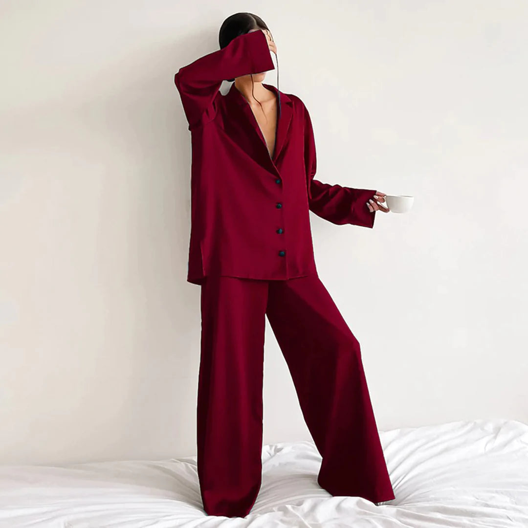 Atmungsaktiver Damen Pyjama – seidiges Set, hypoallergen, für entspannte Nächte 8