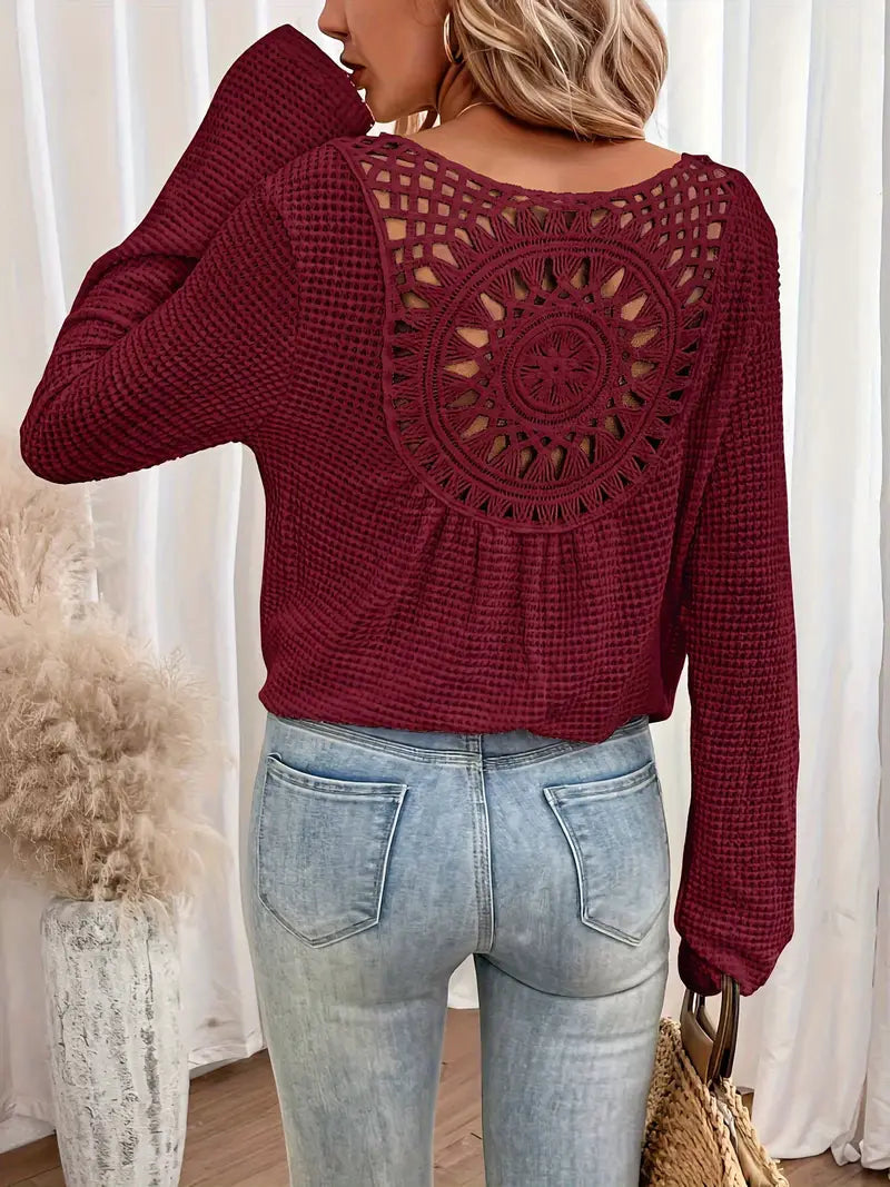 Atmungsaktives Damen-Hemd – V-Ausschnitt mit Cut-Out-Detail, strukturierter Stoff, für den Alltag 11