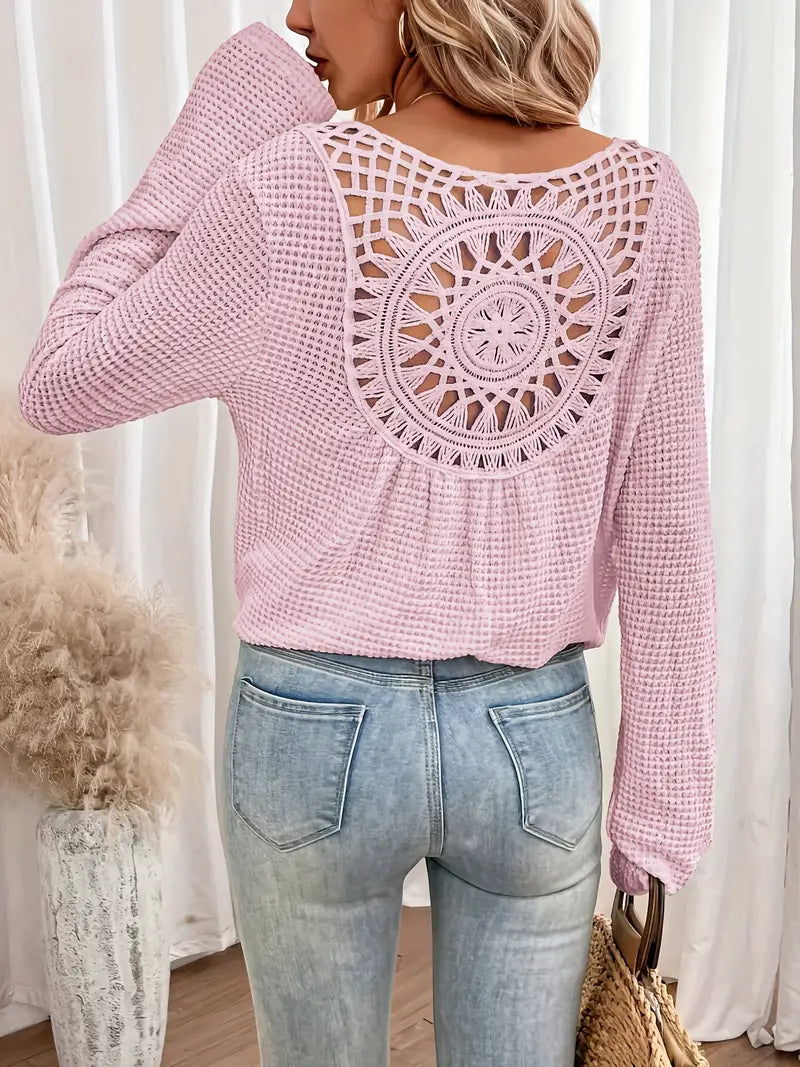 Atmungsaktives Damen-Hemd – V-Ausschnitt mit Cut-Out-Detail, strukturierter Stoff, für den Alltag 8