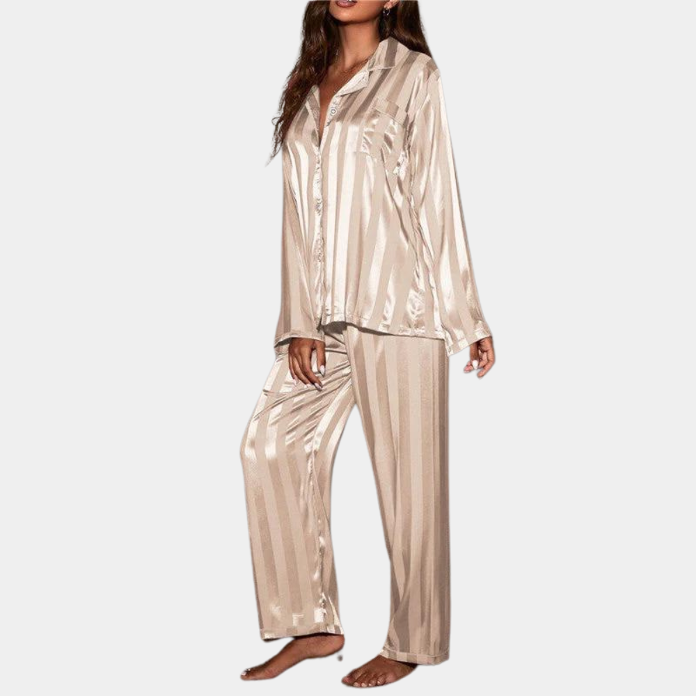 Atmungsaktives Damen Pyjama-Set – seidige Textur, lockere Passform, für entspannte Nächte 5