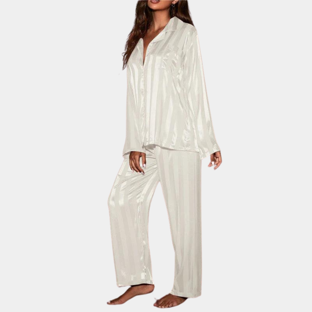 Atmungsaktives Damen Pyjama-Set – seidige Textur, lockere Passform, für entspannte Nächte 6