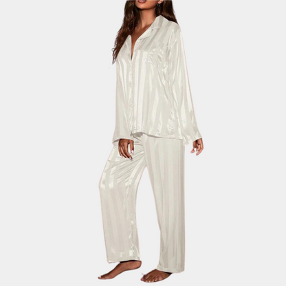 Atmungsaktives Damen Pyjama-Set – seidige Textur, lockere Passform, für entspannte Nächte 6