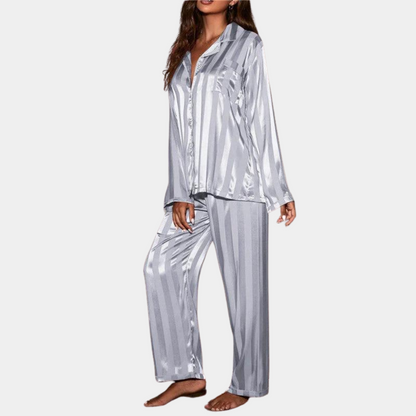 Atmungsaktives Damen Pyjama-Set – seidige Textur, lockere Passform, für entspannte Nächte 8