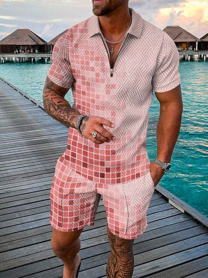 Atmungsaktives Herren Freizeit Set – farbenfroher Druck, bequem, für Alltag und Freizeit 0
