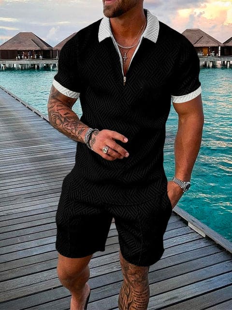 Atmungsaktives Herren Freizeit Set – farbenfroher Druck, bequem, für Alltag und Freizeit 4