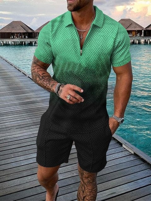 Atmungsaktives Herren Freizeit Set – farbenfroher Druck, bequem, für Alltag und Freizeit 7