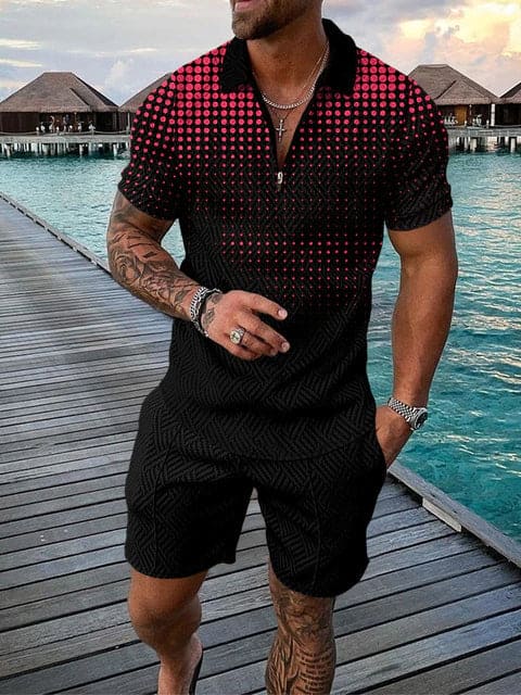 Atmungsaktives Herren Freizeit Set – farbenfroher Druck, bequem, für Alltag und Freizeit 8