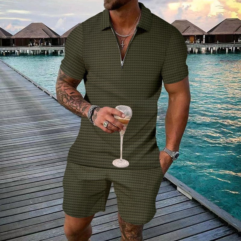 Atmungsaktives Herren Kurzarm-Set – geriffeltes Design, hochwertiger Stoff, für Freizeitaktivitäten 6