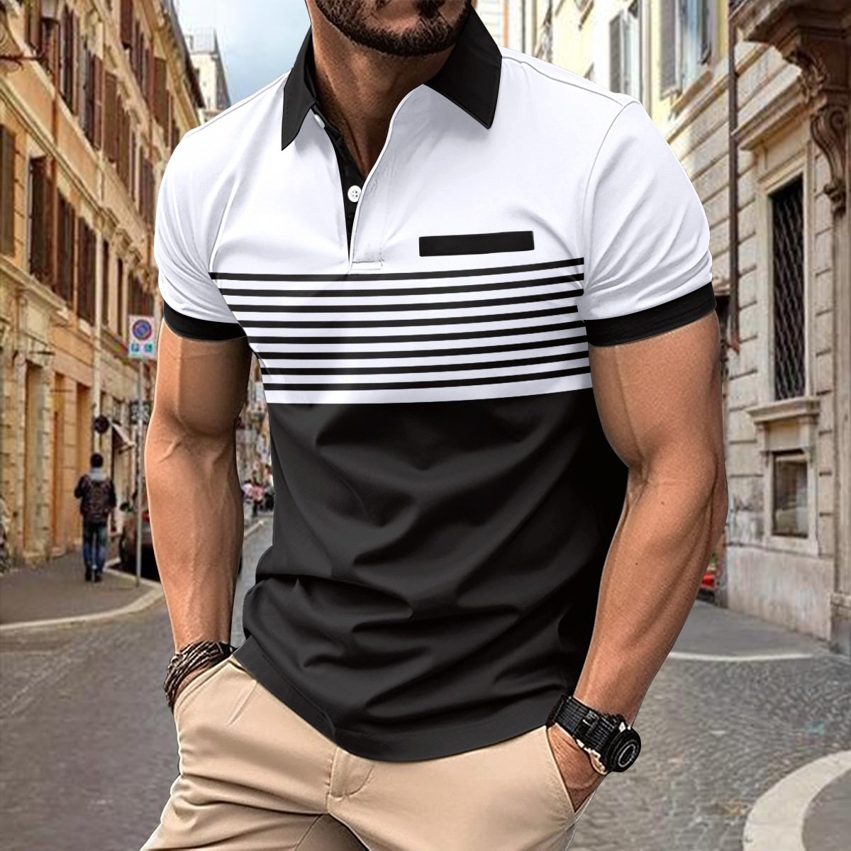 Atmungsaktives Herren Poloshirt – klassischer Schnitt, Baumwolle, für Freizeitaktivitäten 2