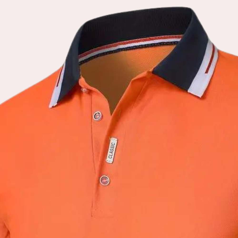 Atmungsaktives Herren Poloshirt in Orange – klassischer Schnitt, Baumwolle, für Sportevents 3