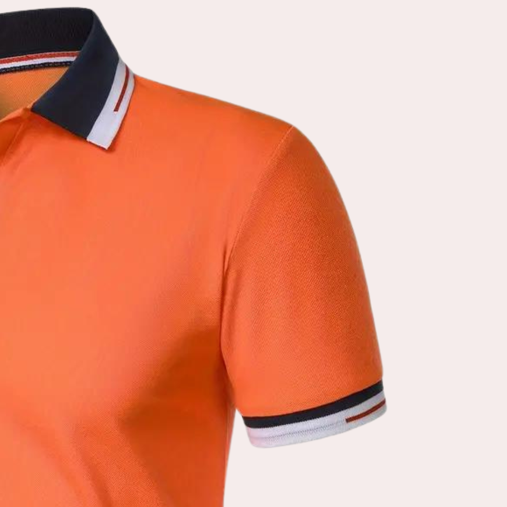Atmungsaktives Herren Poloshirt in Orange – klassischer Schnitt, Baumwolle, für Sportevents 4