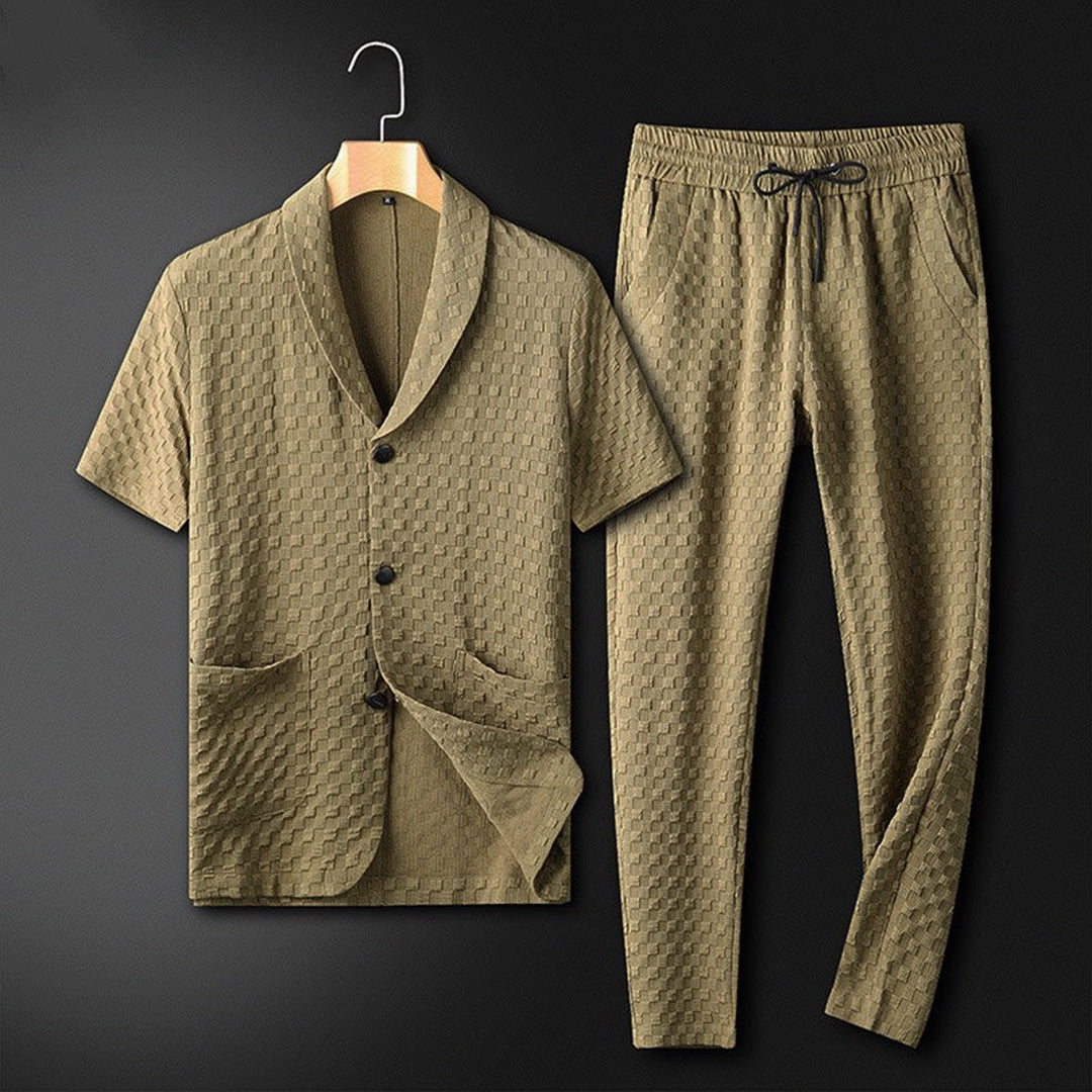 Atmungsaktives Herren Sommer Outfit – elegantes Button-Down Hemd, Polyester, für Freizeit und entspannte Tage 0