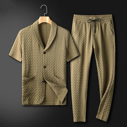 Atmungsaktives Herren Sommer Outfit – elegantes Button-Down Hemd, Polyester, für Freizeit und entspannte Tage 0
