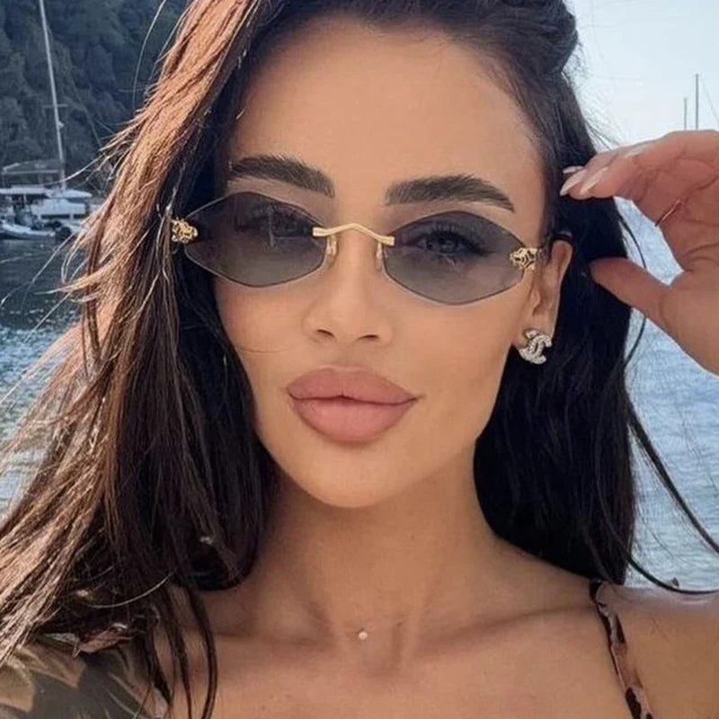 Attractive women’s sunglasses – polygonal design, metal, for everyday use 2