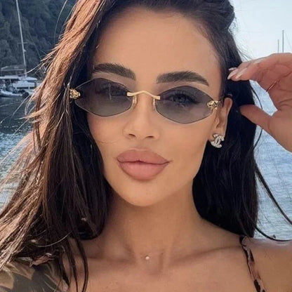 Attractive women’s sunglasses – polygonal design, metal, for everyday use 2