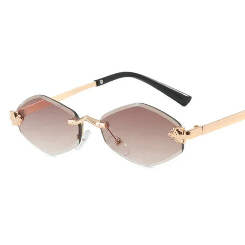 Attractive women’s sunglasses – polygonal design, metal, for everyday use 3
