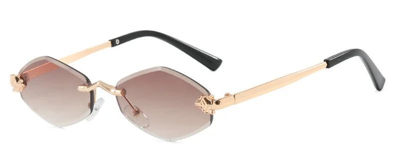 Attractive women’s sunglasses – polygonal design, metal, for everyday use 6