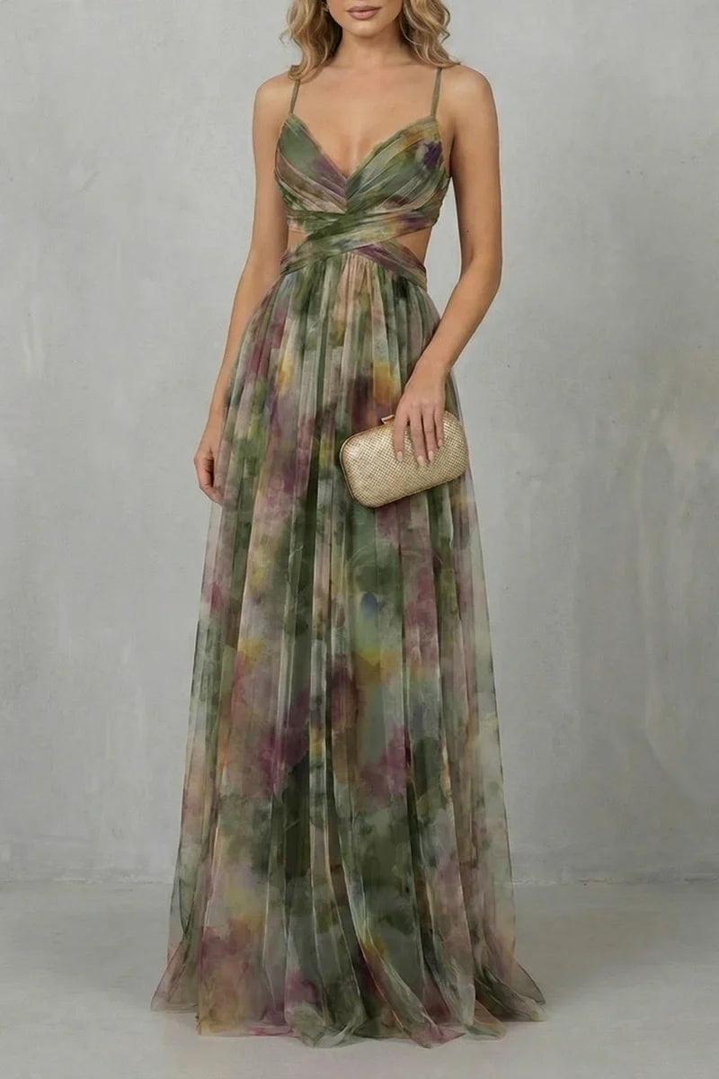 a-line, abstract print, mesh overlay, for evening events – Light women's slip dress