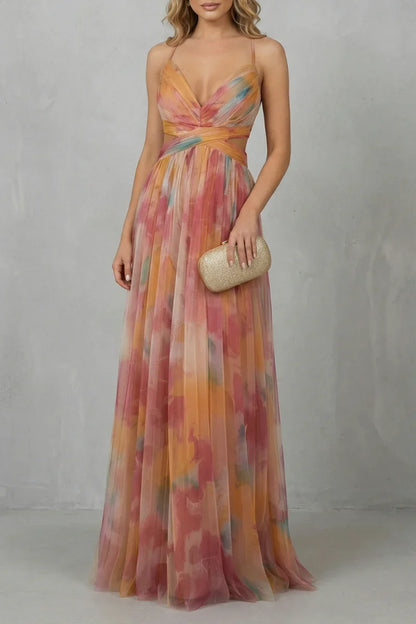a-line, abstract print, mesh overlay, for evening events – Light women's slip dress
