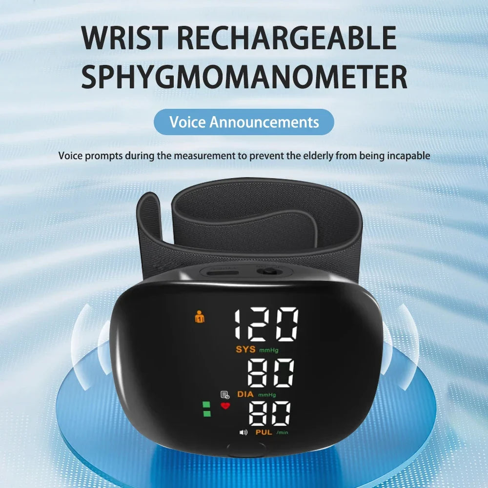 Automatic Digital Wrist Blood Pressure Monitor with Heart Rate Tracking and Smart Touch LCD Screen 0