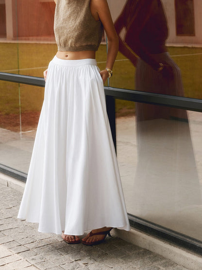 Women's Black Maxi Skirt, Elegant Long Full Skirt with Flowing Design, Comfortable Fit for Casual and Work Wear-2