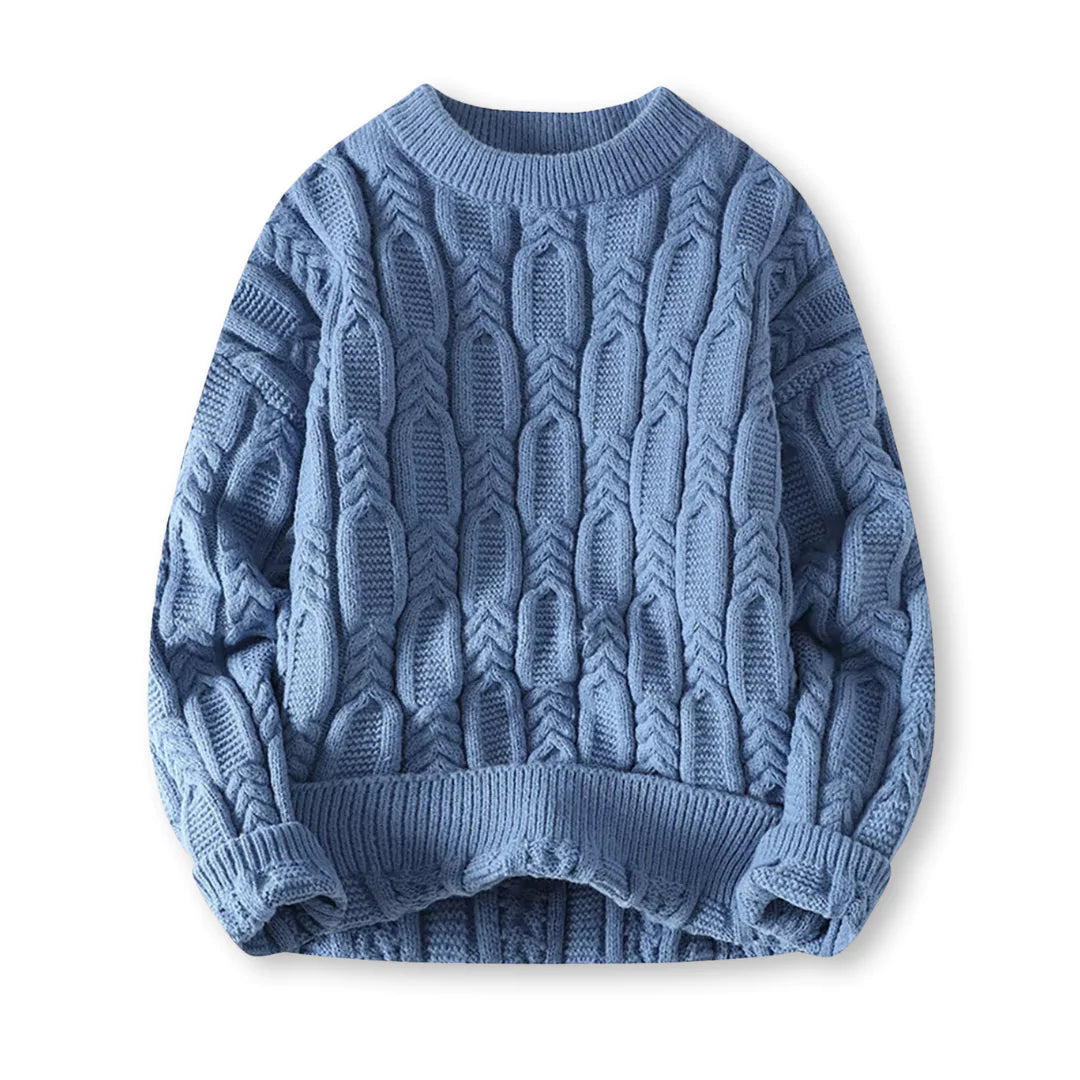 Men’s Warm Sweater - Cable Knit, Chunky, For Winter