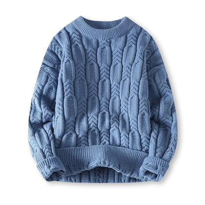 Men’s Warm Sweater - Cable Knit, Chunky, For Winter