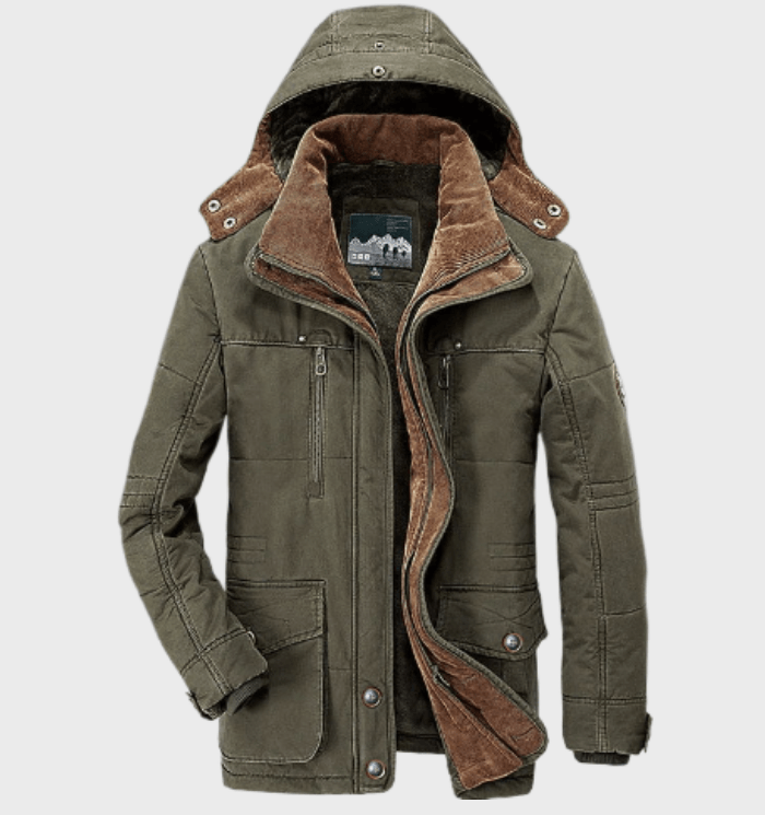 Water-Resistant Cozy Men's Winter Jacket - Hip Fleece Lined