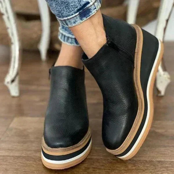 Luxurious Women's Leather Boots with Medium-High Heel for All-Day Comfort and Classic Style-4