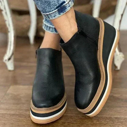 Luxurious Women's Leather Boots with Medium-High Heel for All-Day Comfort and Classic Style-4
