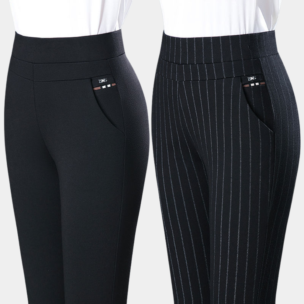 Bequeme Damen Stoffhose – hohe Taille, Stretchmaterial, für Freizeit und Büro 1