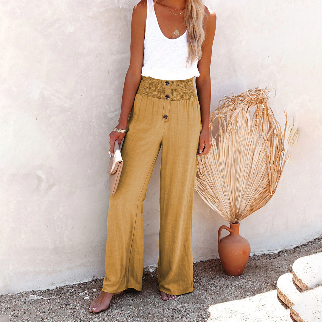 Bequeme Damenhose – hohe Taille, Polyester, für jeden Anlass 1