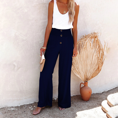 Bequeme Damenhose – hohe Taille, Polyester, für jeden Anlass 3