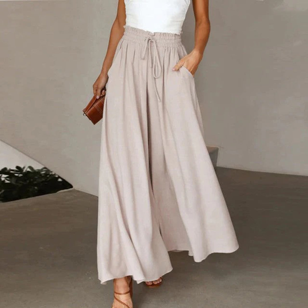 Bequeme Damenhose – hohe Taille, luftige Stoffhose, für den Sommer 4