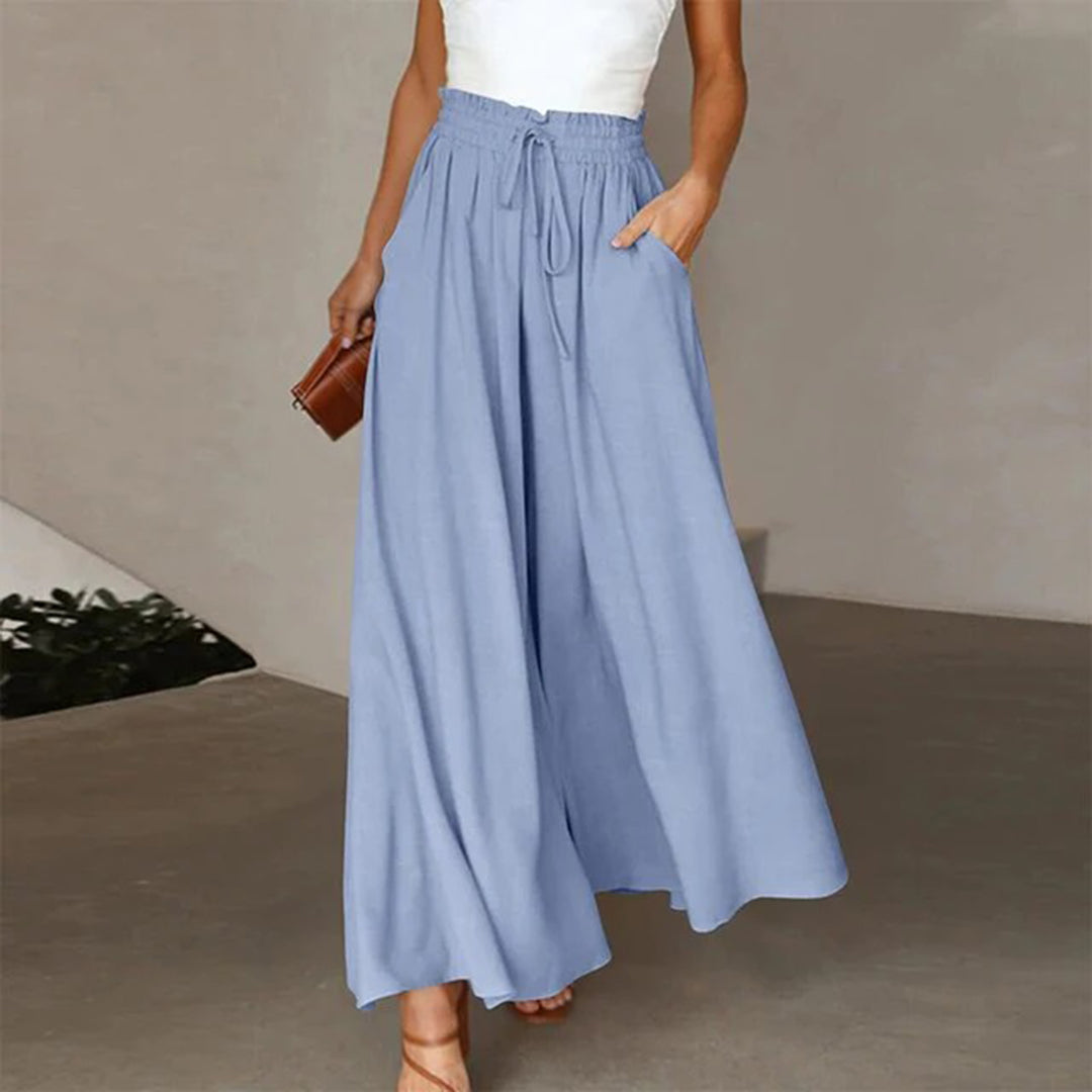 Bequeme Damenhose – hohe Taille, luftige Stoffhose, für den Sommer 5