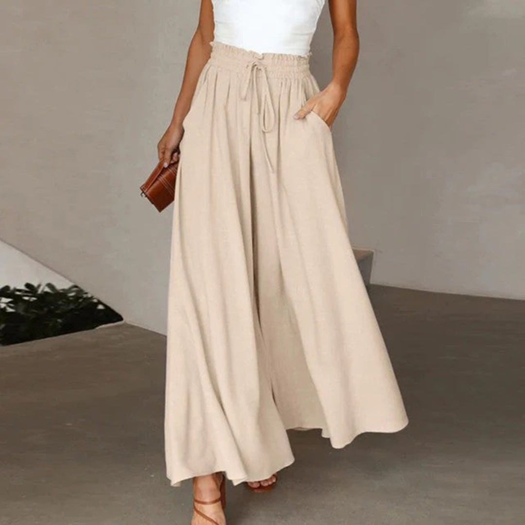 Bequeme Damenhose – hohe Taille, luftige Stoffhose, für den Sommer 7
