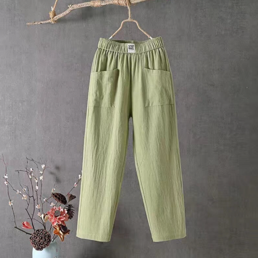 Bequeme Damenhose – lässiger Schnitt, Baumwolle, für den Alltag 0