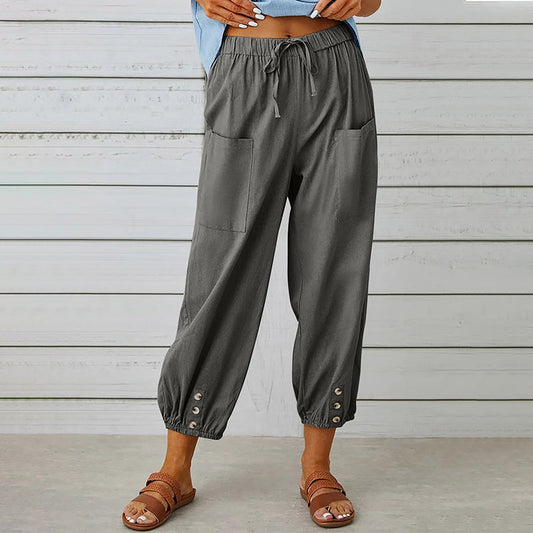 Bequeme und flexible Freizeithosen für Damen – elastischer Bund, weicher Stoff, für Alltag und Sport 0
