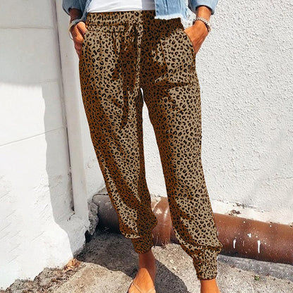 Bequeme und lässige Freizeithosen für Damen – einzigartiges Leopardenmuster, Polyester, für Freizeitaktivitäten 3