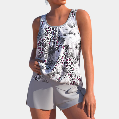 Bequemer Damen Tankini – ärmellos mit bezauberndem Print, hochwertiger Stoff, für den Sommer 1