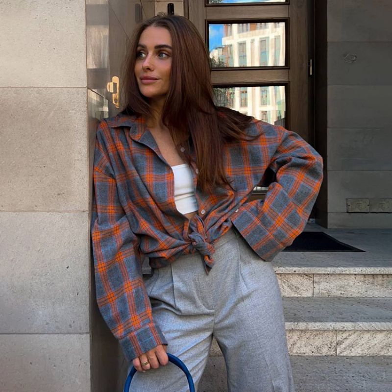 Bequemes Damen Hemd kariert – oversize Schnitt, weiche Baumwolle, für den Alltag 15