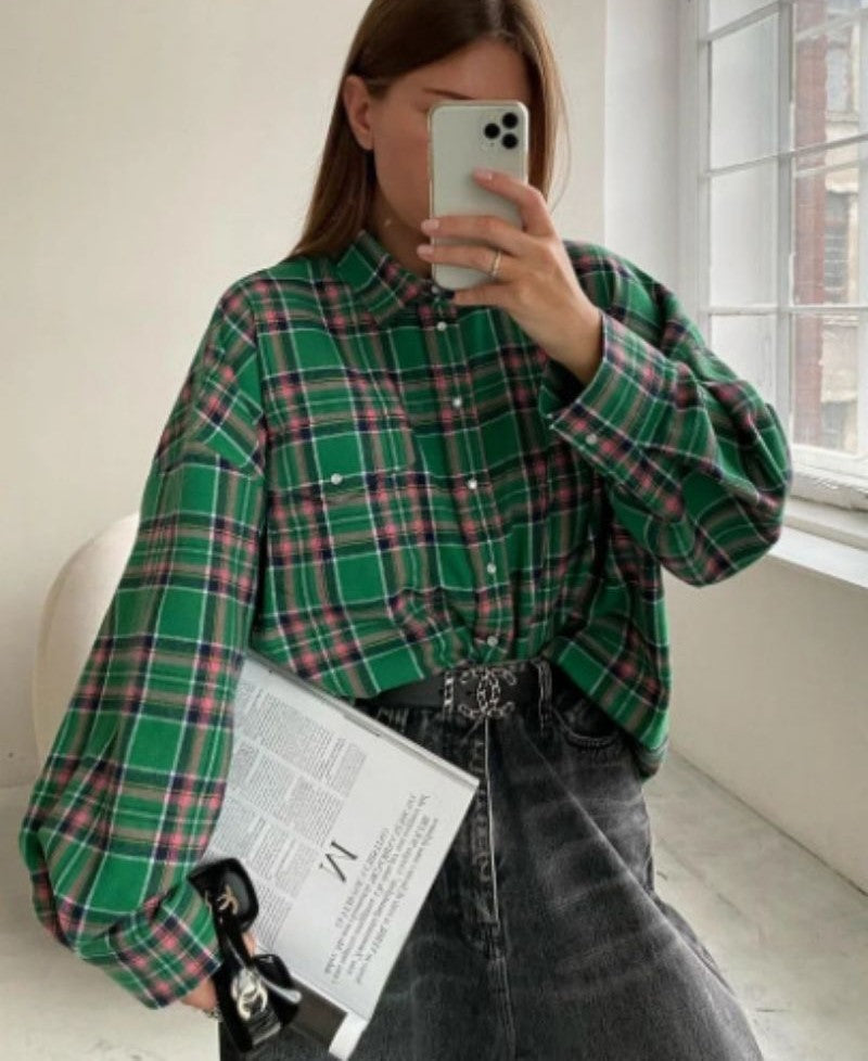 Bequemes Damen Hemd kariert – oversize Schnitt, weiche Baumwolle, für den Alltag 1