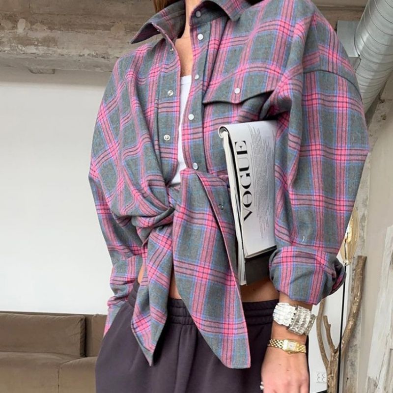 Bequemes Damen Hemd kariert – oversize Schnitt, weiche Baumwolle, für den Alltag 4