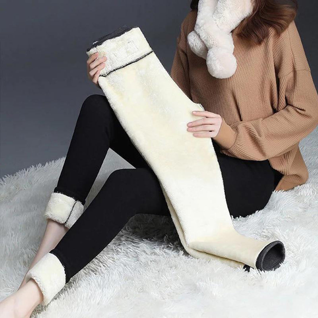 Women's Fleece Lined Leggings, Thermal Soft and Breathable Winter Leggings in Black, Gray, Navy - Comfortable Fit for Layering-4