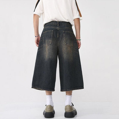 Black Oversized Bermuda Jorts for Men, Baggy Style Above the Knee, 100% Cotton Urban Streetwear Shorts-5